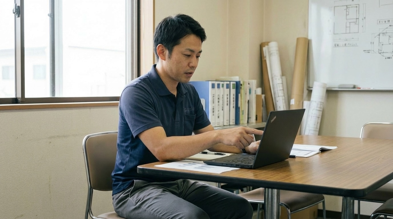 教育担当者が進捗状況を確認している様子